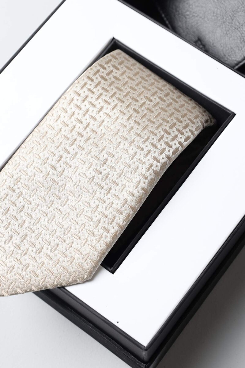 2'li Krem Kravat & Siyah Cüzdan Kutulu Hediye Seti (1)