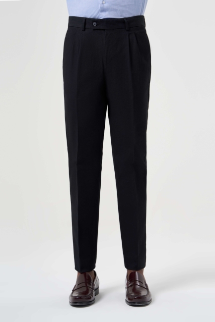 4 Cepli Çift Pileli Siyah Spor Erkek Pantolon - 1