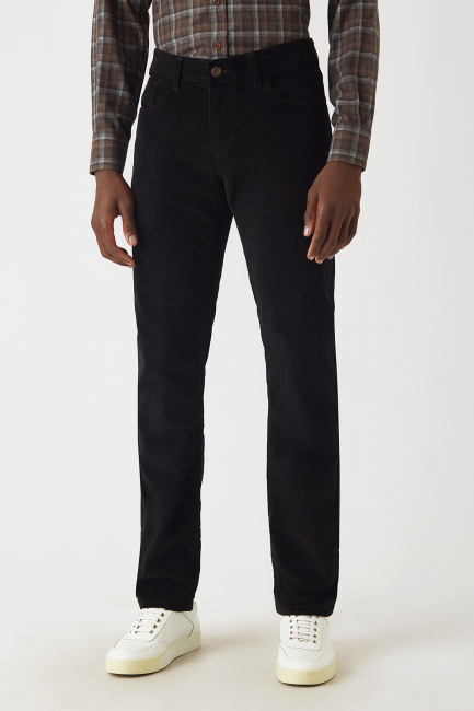 5 Cepli Kadife Siyah Spor Erkek Pantolon - 1