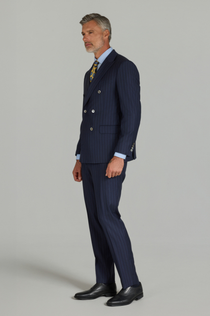 Açık Lacivert Comfort Fit Kırlangıç Yaka Sedef Düğmeli 6 Drop Yün Takım Elbise - 2