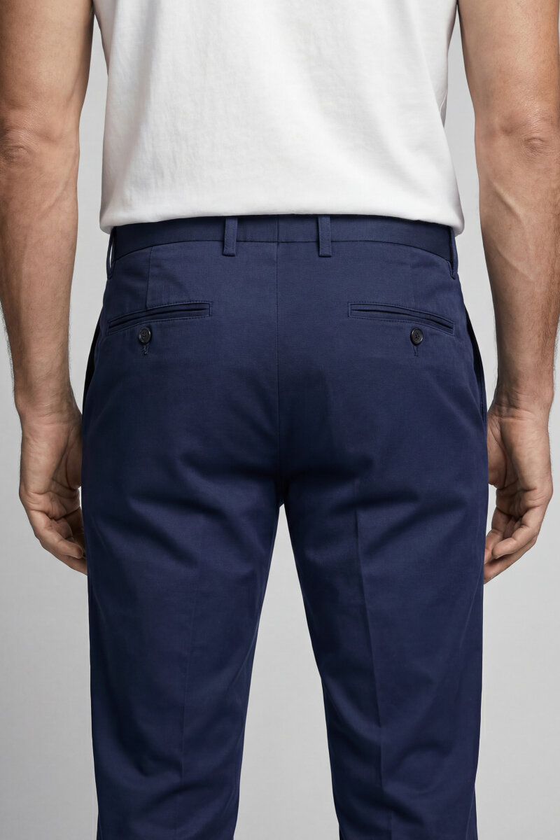 Açık Lacivert Pamuk 4 Cepli Pilesiz Erkek Pantolon - 2