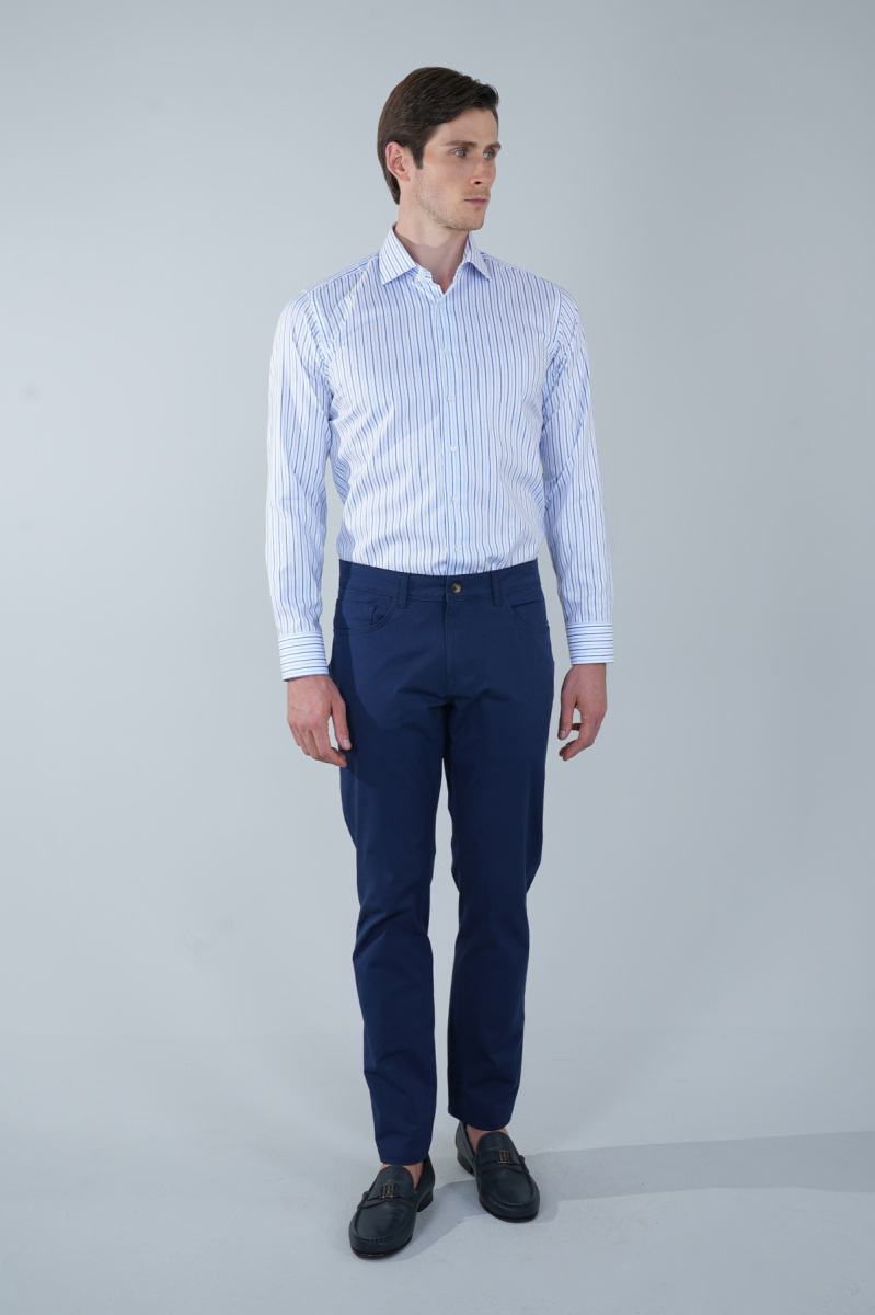 Açık Lacivert Pamuk 5 Cepli Spor Erkek Pantolon - 5