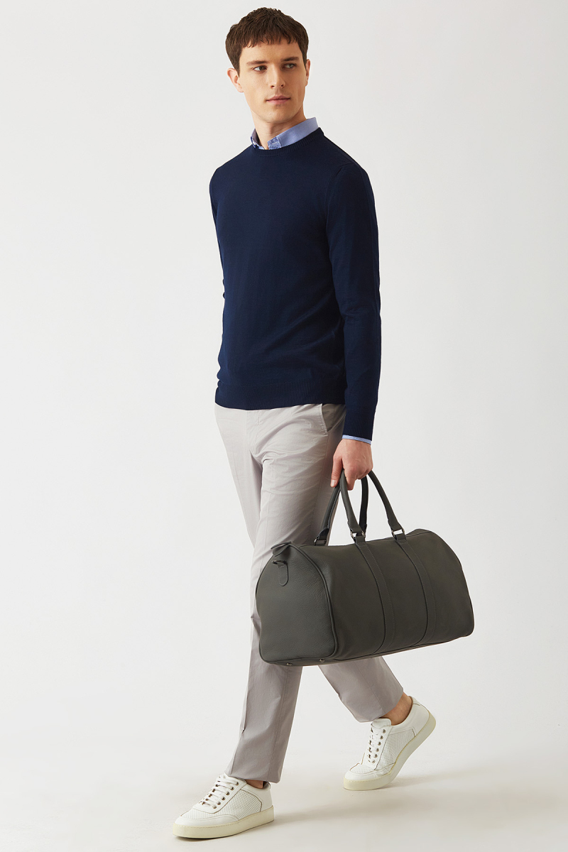 Akrilik Yün Bisiklet Yaka Lacivert Erkek Triko - 4