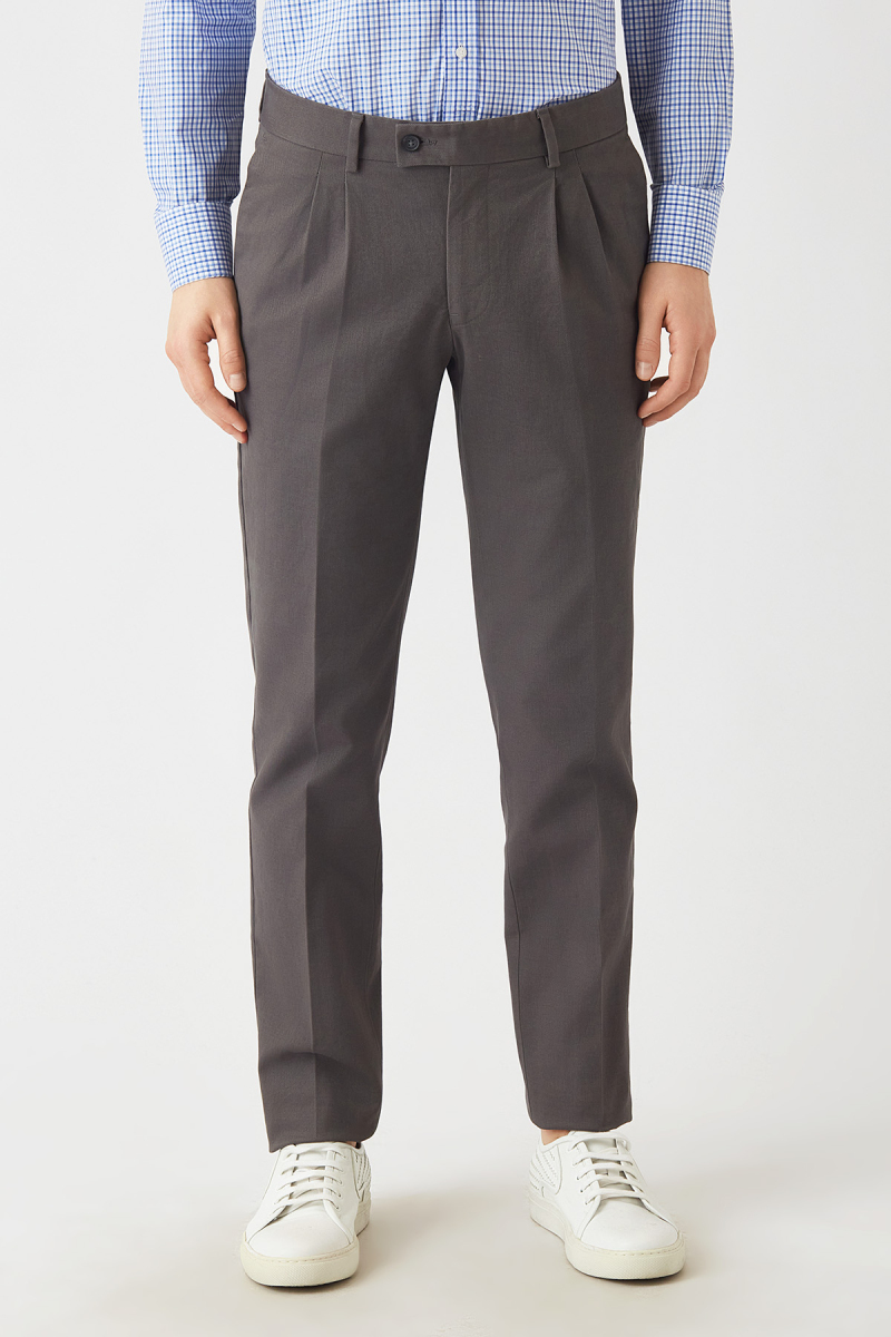 Antrasit Çift Pileli 4 Cepli Spor Erkek Pantolon - 1