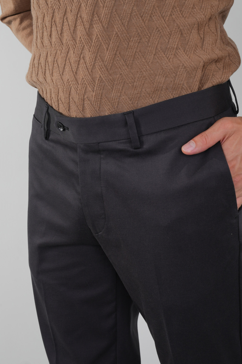 Antrasit Doğal Pamuk Pilesiz Spor Pantolon - 4