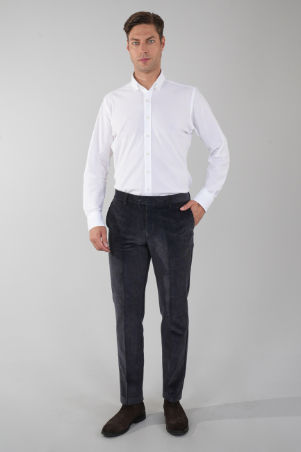 Antrasit Kadife Pamuk Modal Likralı Esnek Rahat 4 Cepli Erkek Pantolon - 5