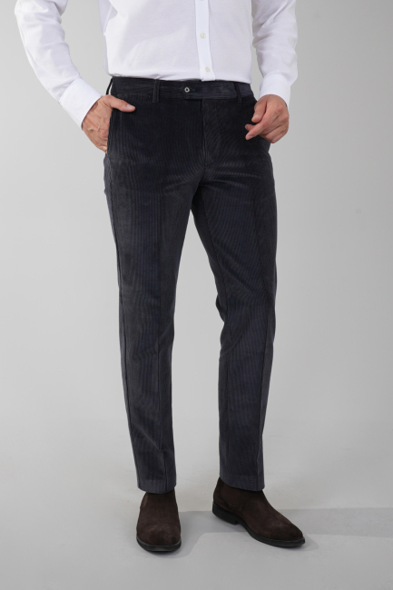 Antrasit Kadife Pamuk Modal Likralı Esnek Rahat 4 Cepli Erkek Pantolon 