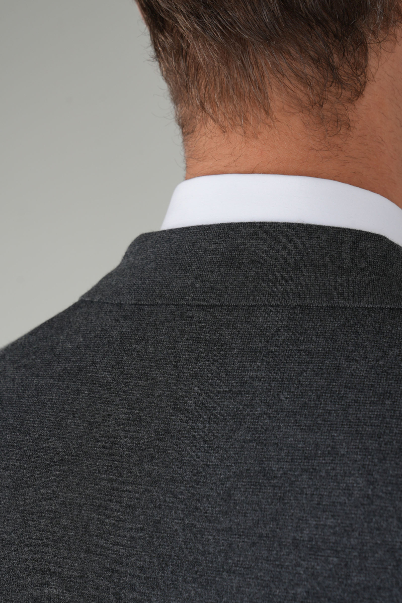 Antrasit Kruvaze Yün Erkek Yelek - 4