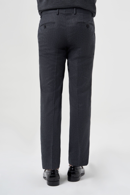 Antrasit Yün Flanel Regular Fit Klasik Erkek Pantolon (1)