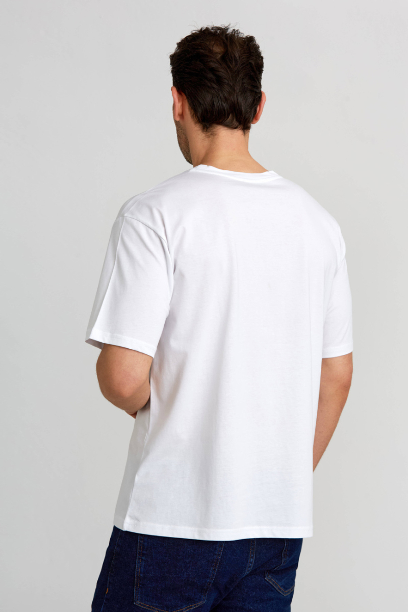 Basic Oversize Beyaz Erkek T-Shirt - 3