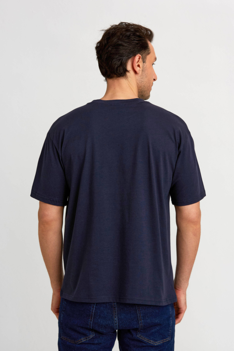 Basic Oversize Lacivert Erkek T-Shirt - 3
