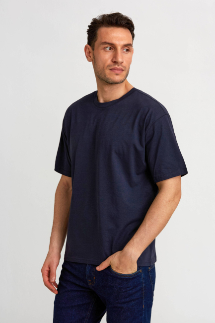 Basic Oversize Lacivert Erkek T-Shirt