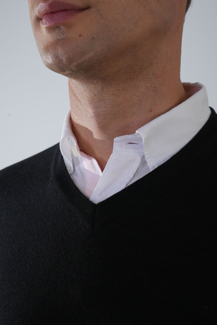 Basic V Yaka Siyah Erkek Triko - 4