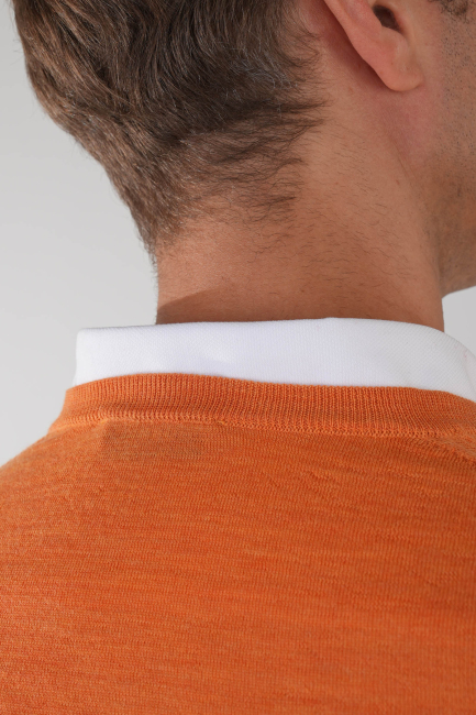 Basic V Yaka Turuncu  Erkek Triko - 4