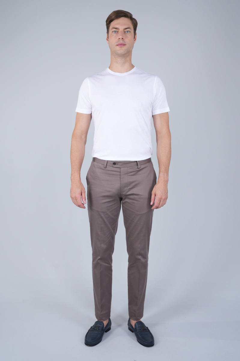 Bej Doğal Pamuk Pilesiz Spor Pantolon - 5