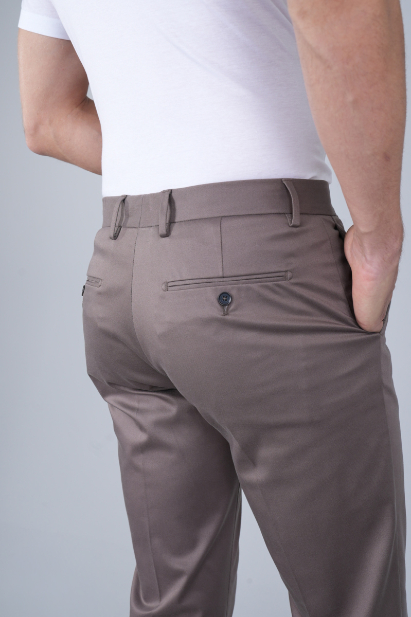 Bej Doğal Pamuk Pilesiz Spor Pantolon - 3