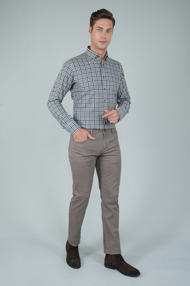 Bej Gabardin Pamuk 5 Cepli Spor Pantolon - 5