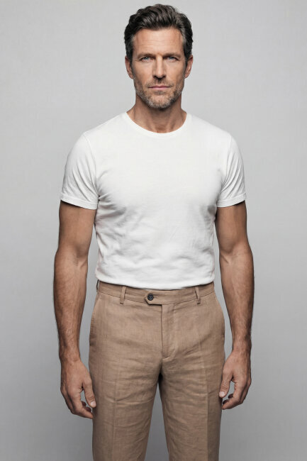 Bej Keten Viskon Karışımlı 5 Cepli Spor Erkek Pantolon - 2