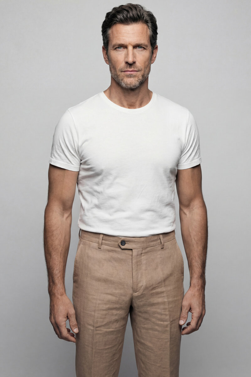 Bej Keten Viskon Karışımlı 5 Cepli Spor Erkek Pantolon - 2