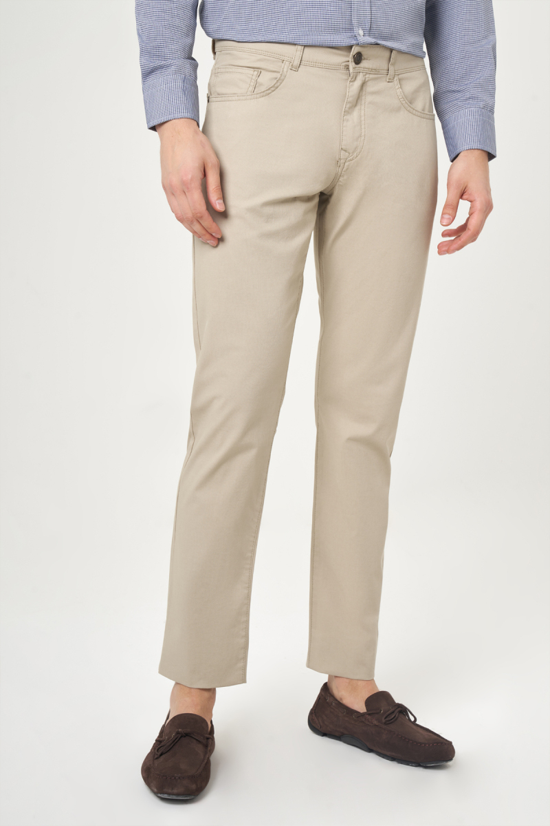 Bej Pamuk 5 Cepli Spor Erkek Pantolon - 1