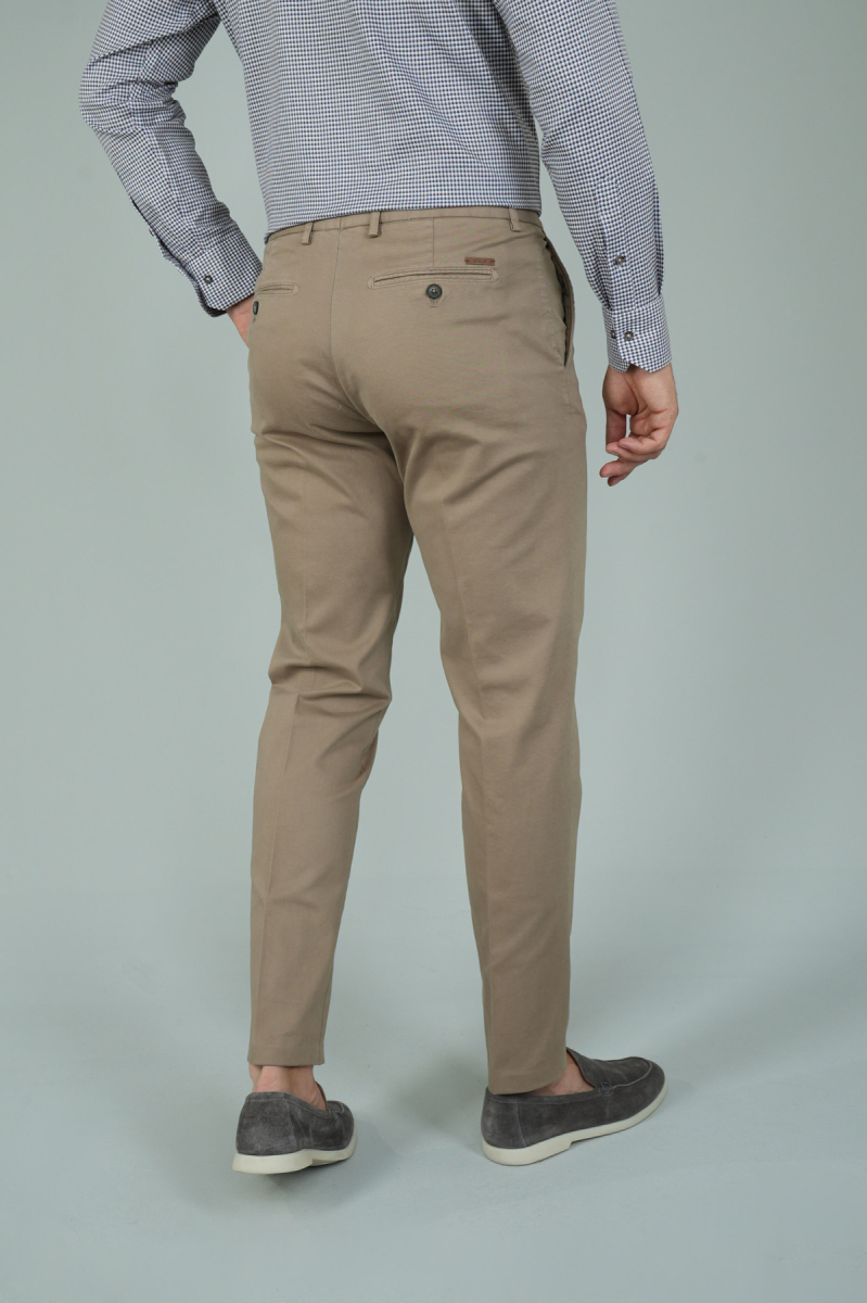 Bej Pamuklu Chino Pilesiz Erkek Pantolon (1)