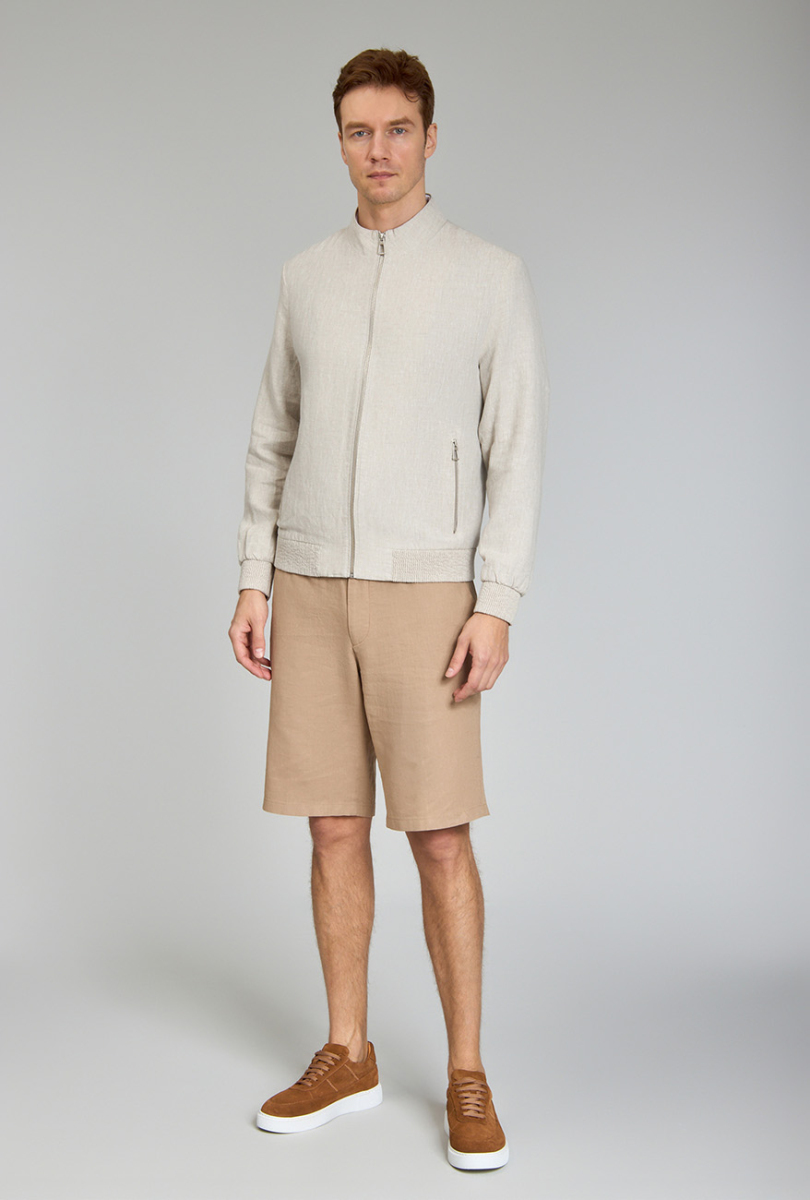 Bej Yazlık Keten Erkek Mont  - 4