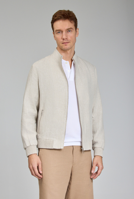 Bej Yazlık Keten Erkek Mont 