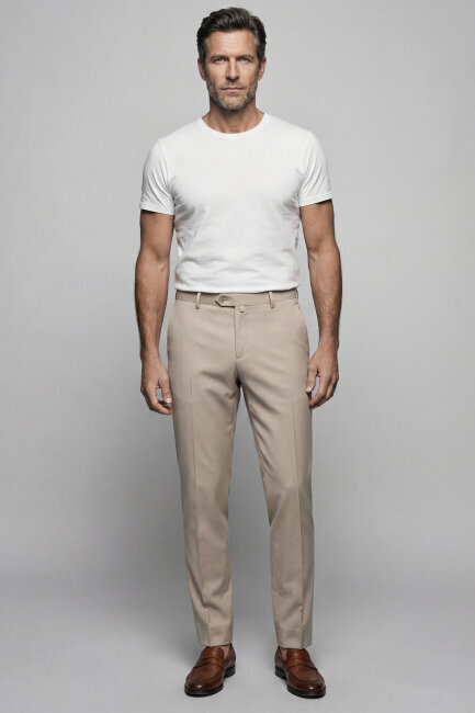 Bej Yün Dokuma Erkek Klasik Pantolon