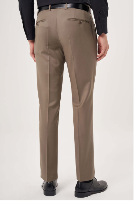 Bej Yün Dokuma Klasik Erkek Pantolon - 2