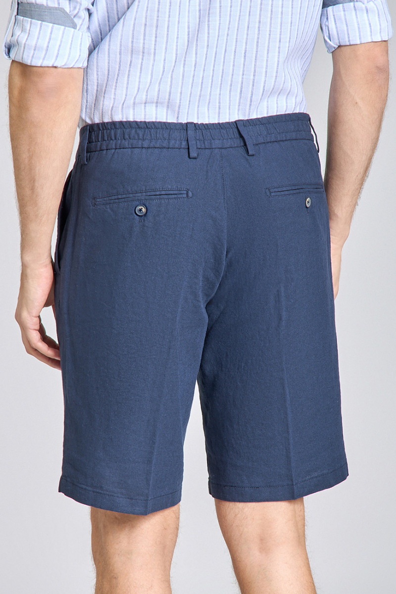 Bermuda Cepli Lacivert Erkek Keten Şort - 2