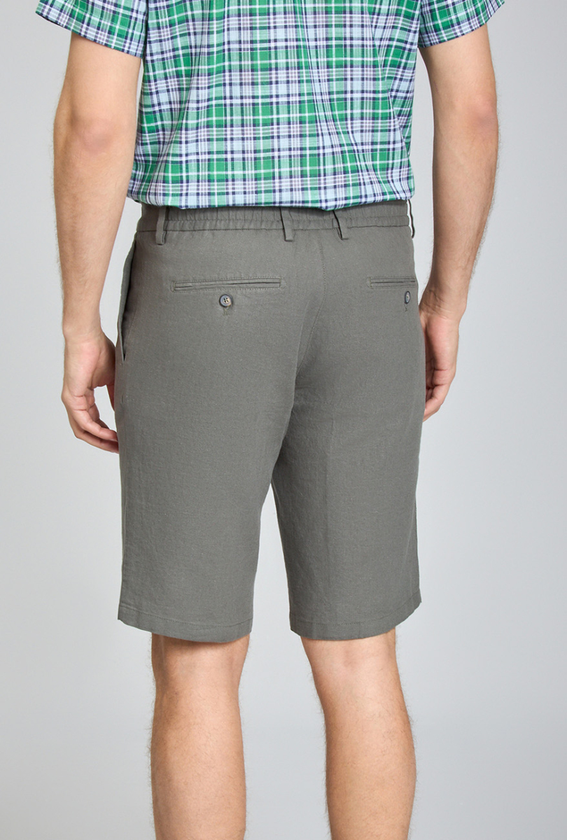 Bermuda Cepli Yeşil Erkek Keten Şort (1)