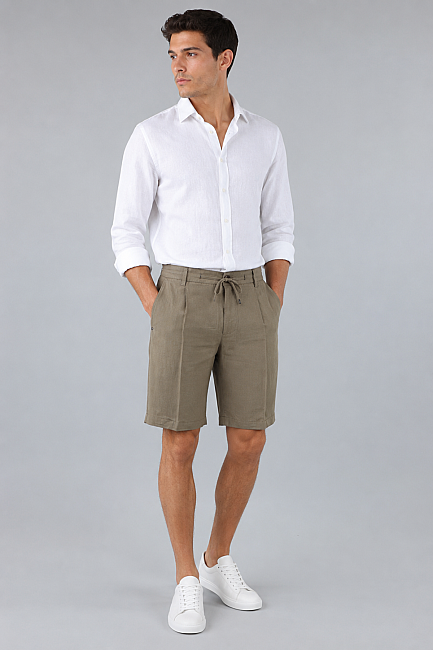 Haki Bermuda Lasti̇kli̇ İpli̇ Şort