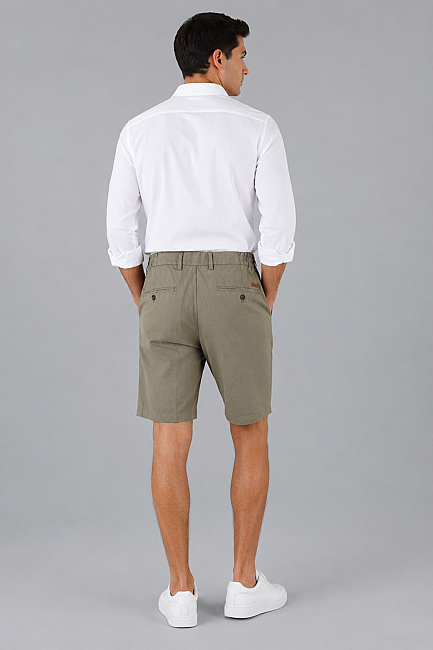 Haki Bermuda Lastikli Ipli Shorts (1)