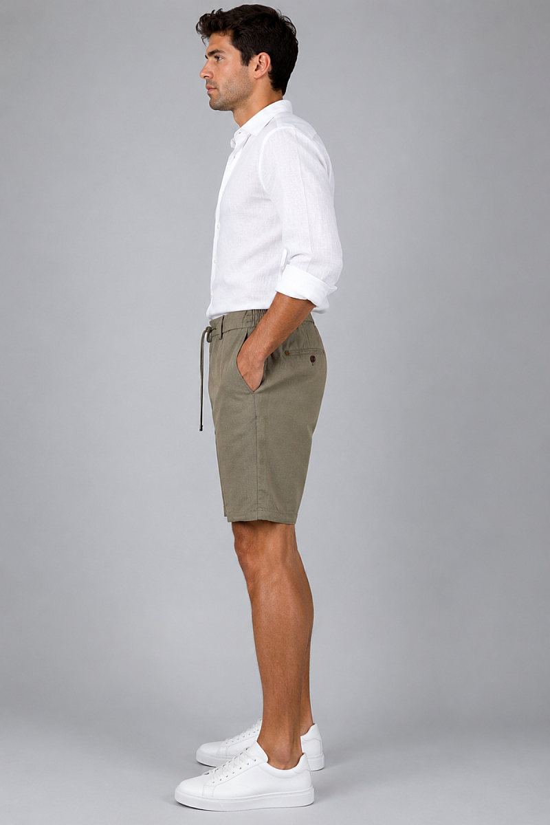 Haki Bermuda Lasti̇kli̇ İpli̇ Şort - 3
