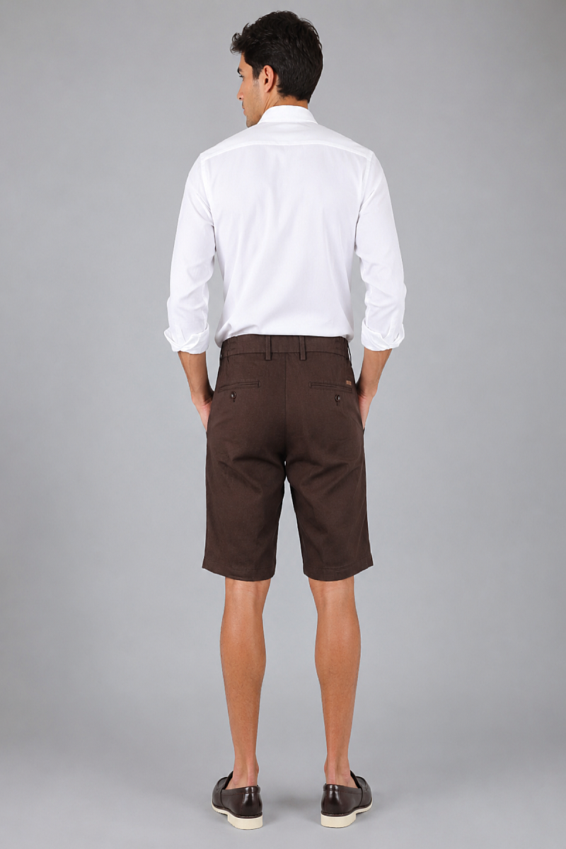 Brown Bermuda Lastikli Ipli Shorts (1)