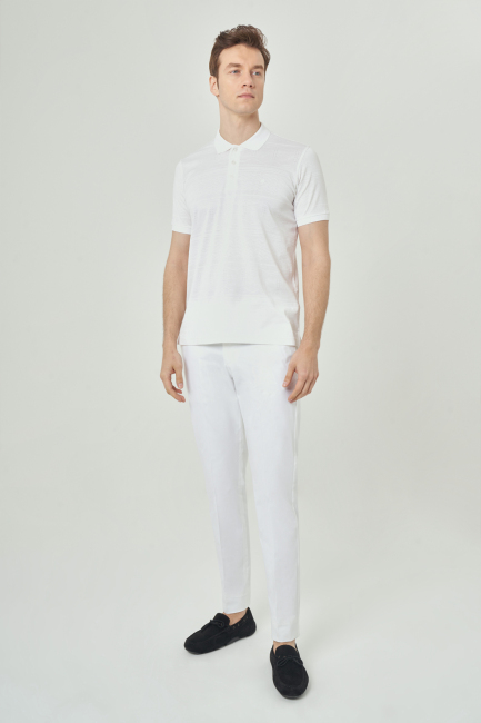 Beyaz Pamuk 4 Cepli Spor Erkek Pantolon - 4