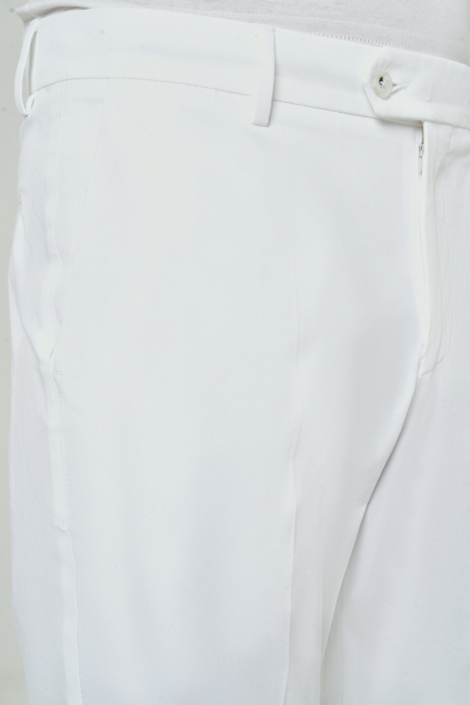 Beyaz Pamuk 4 Cepli Spor Erkek Pantolon - 3