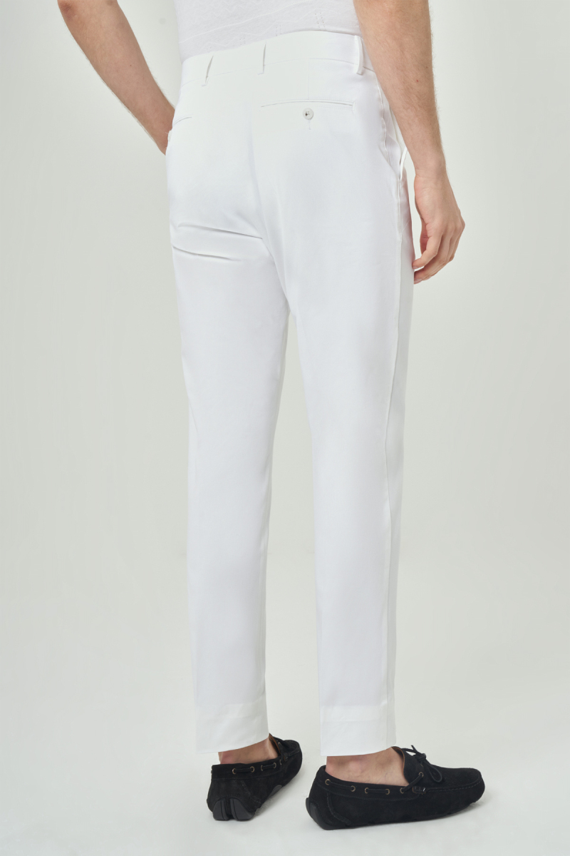 Beyaz Pamuk 4 Cepli Spor Erkek Pantolon - 2