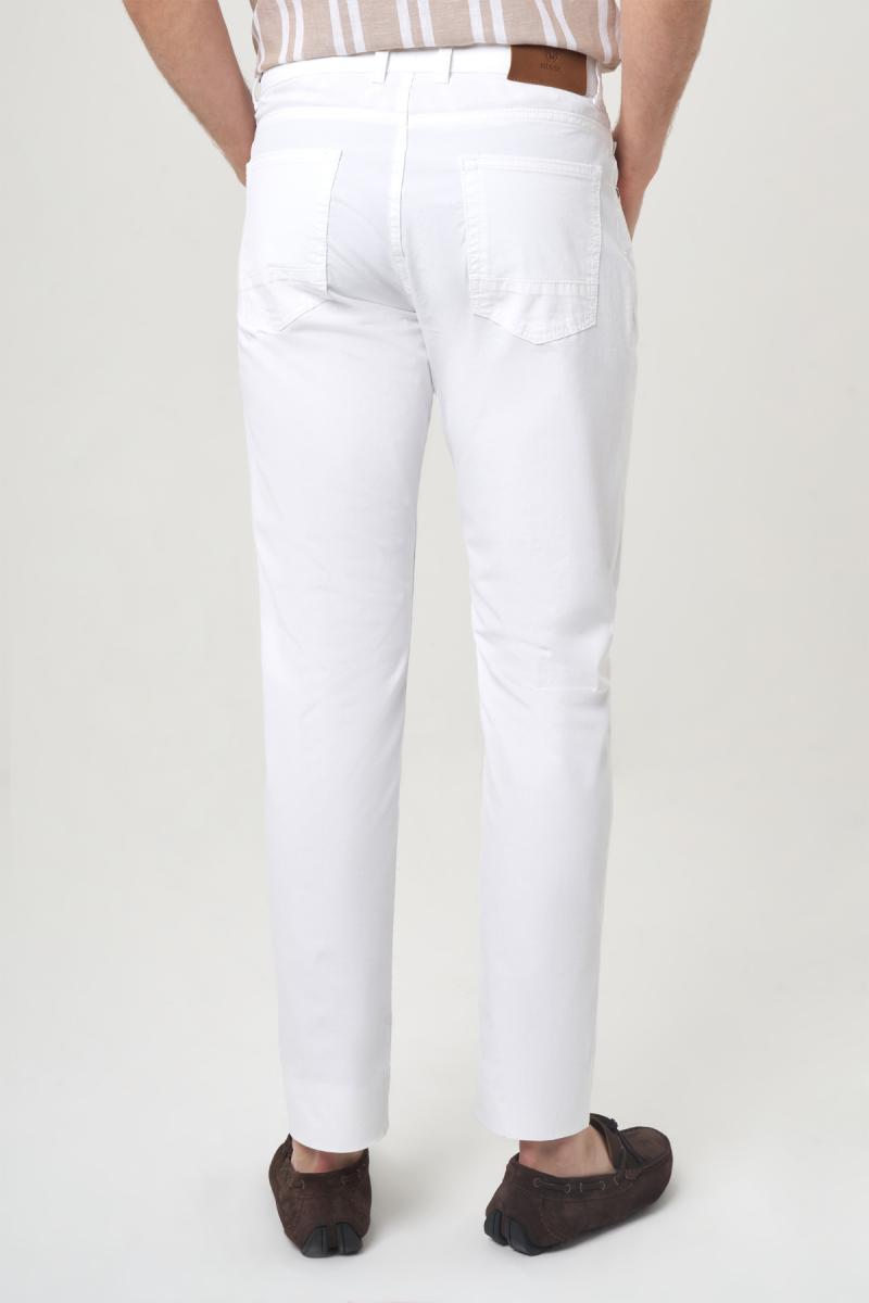 Beyaz Pamuk 5 Cepli Spor Erkek Pantolon - 2