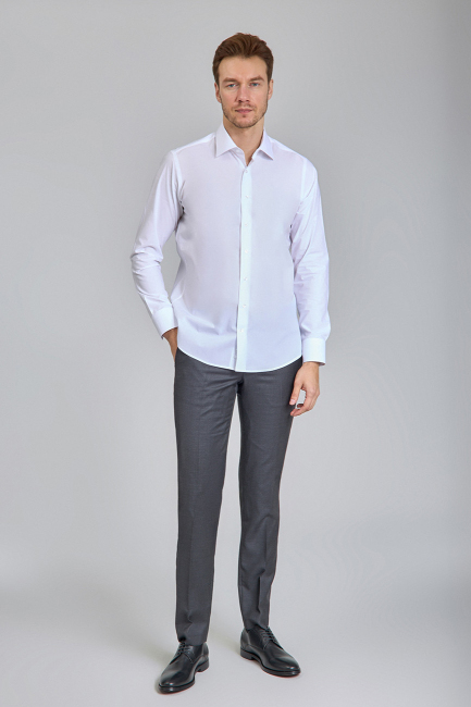 Beyaz Regular Fit Klasik Yaka Erkek Gömlek   - 2