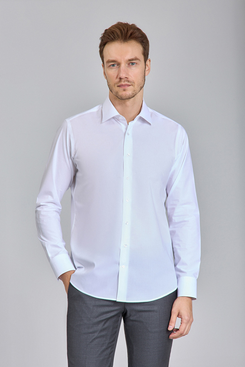 Beyaz Regular Fit Klasik Yaka Erkek Gömlek   - 1