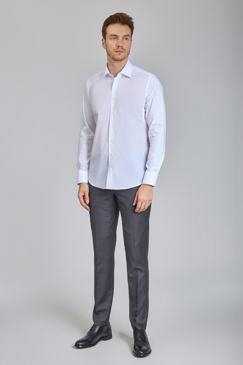 Beyaz Regular Fit Klasik Yaka Erkek Gömlek   - 4