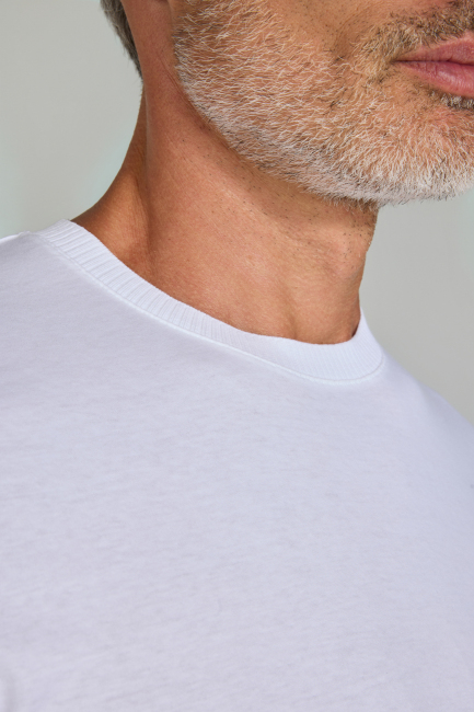 Bisiklet Yaka Beyaz Erkek Basic T-Shirt - 6