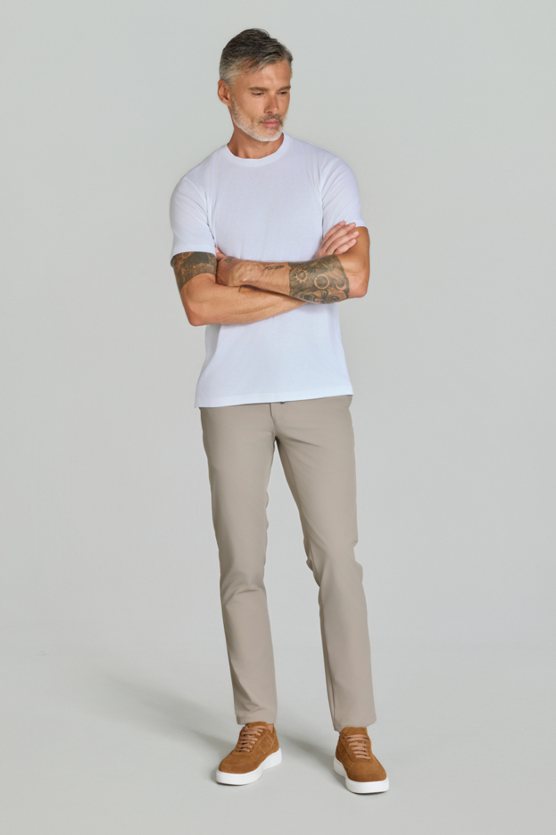 Bisiklet Yaka Beyaz Erkek Basic T-Shirt - 5