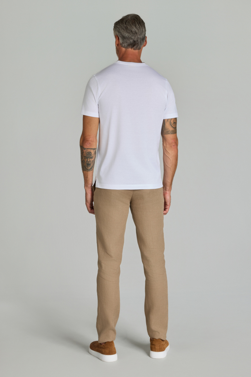 Bisiklet Yaka Beyaz Erkek Pamuk Tshirt - 6