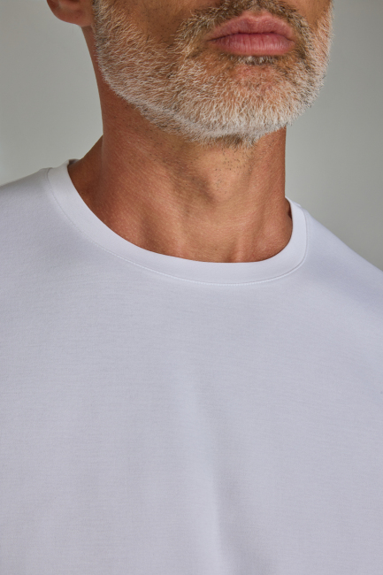 Bisiklet Yaka Erkek Pamuk Beyaz T-Shirt - 5