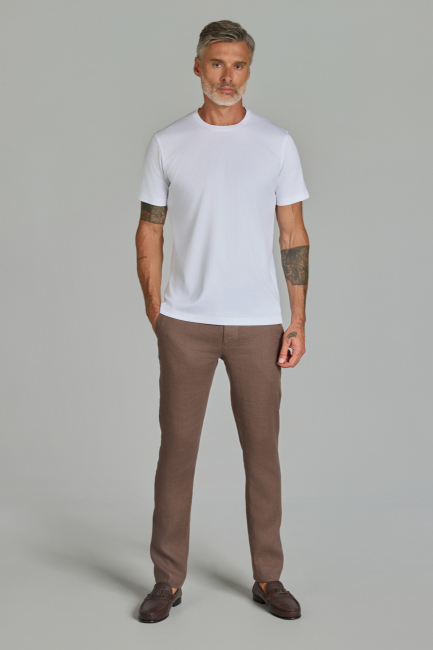 Bisiklet Yaka Erkek Pamuk Beyaz T-Shirt