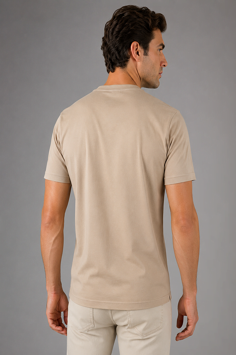 Bej Bisiklet Yaka T-shirt (1)