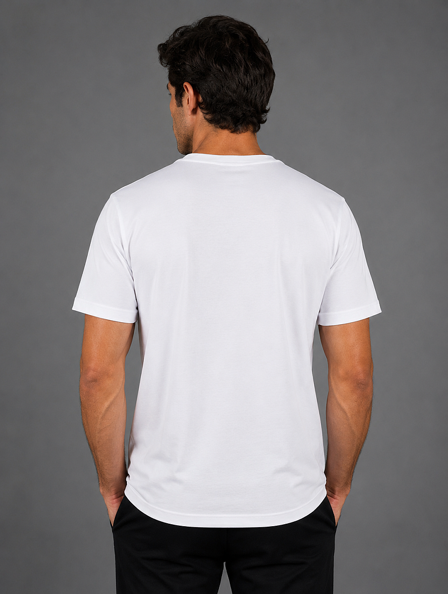 Beyaz Bisiklet Yaka T-shirt (1)