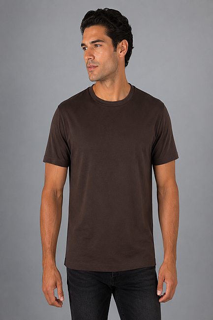 Kahve Bisiklet Yaka T-shirt